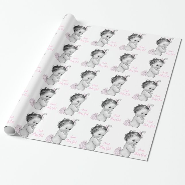 Presente Papel de enrolação de Chá, cor-de-rosa, para bebês (Desenrolado)