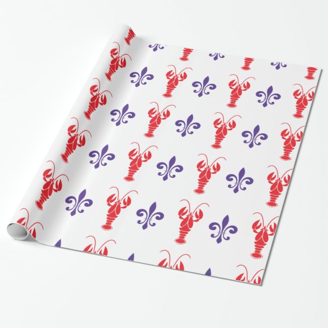 Presente Papel de enrolação de lagosta e Fleur de Lis (Desenrolado)