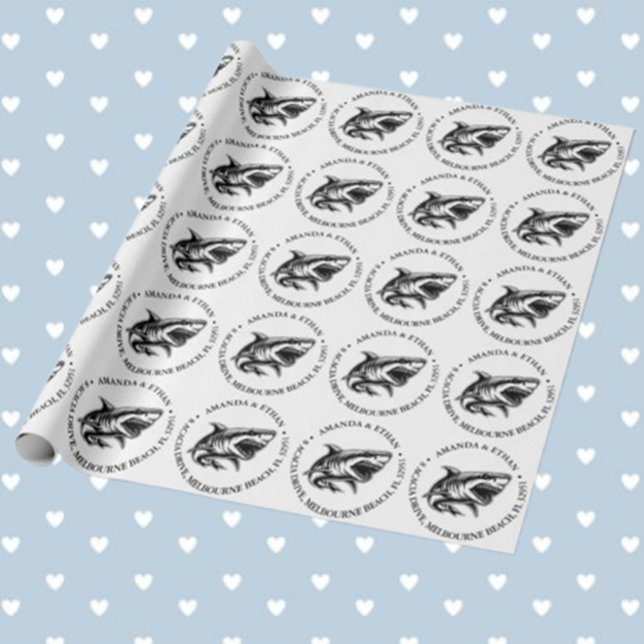Presente Papel de enrolação tímido de tubarão! (Make every gift special with Shark-tastic Wrapping Paper! )