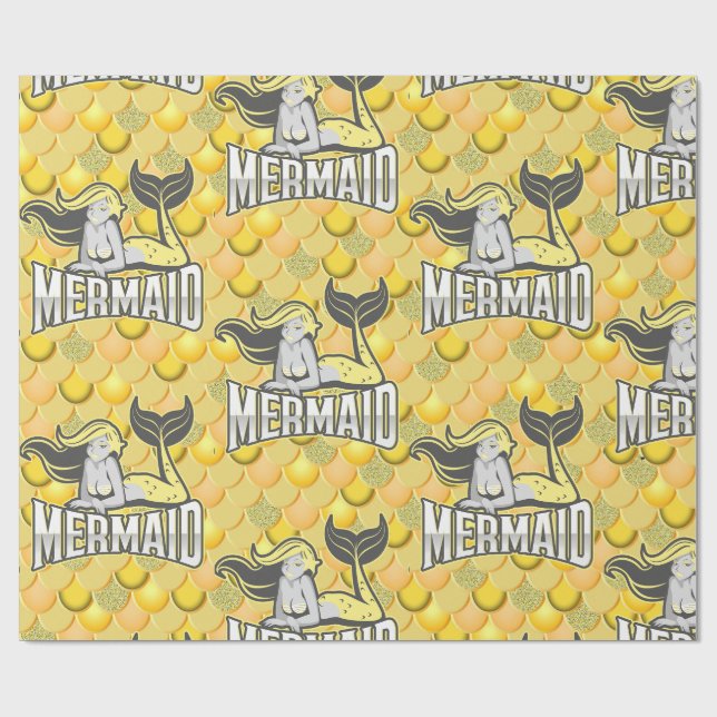 Presente Papel de enrolamento amarelo das Sereias (Aberto)