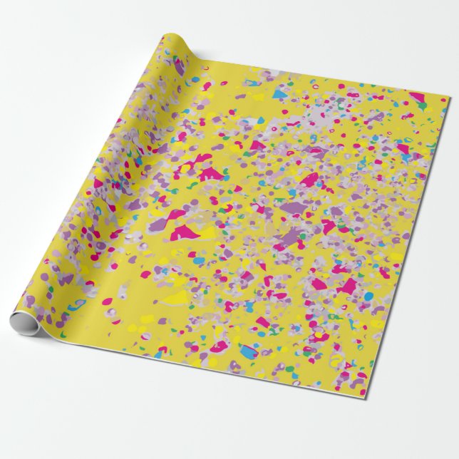 Presente Papel de enrolamento amarelo de Confetti (Desenrolado)