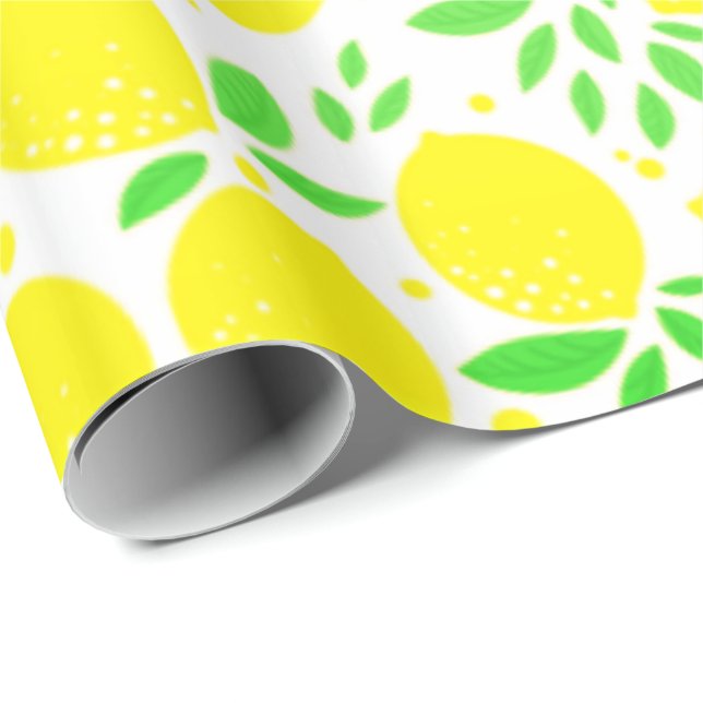 Presente Papel de enrolamento amarelo dos limões (Ponta do rolo)
