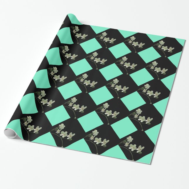Presente Papel de enrolamento Areia-negra da flor-de-orquíd (Desenrolado)