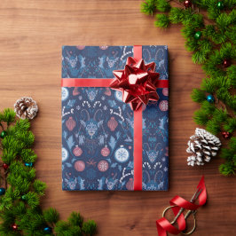 Presente Papel de enrolamento azul Krampus | Feriado Escuro