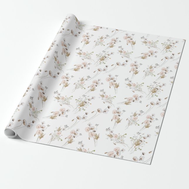 Presente Papel De Enrolamento Botânico Floral (Desenrolado)