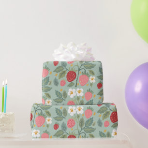 Presente Papel de enrolamento Botânico verde de morango