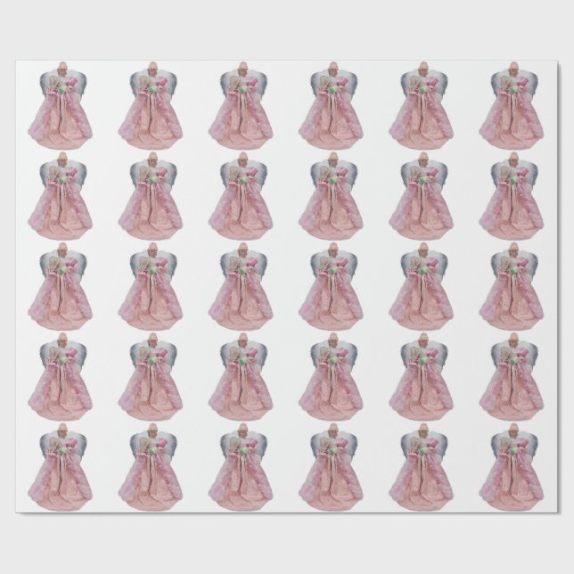 Presente Papel de enrolamento branco cor-de-rosa (Aberto)