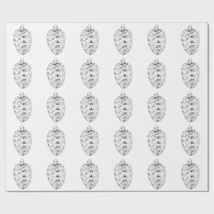 Presente Papel de enrolamento branco do Pinecone prateado