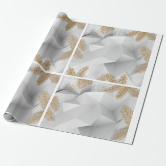 Presente Papel de enrolamento branco e Ouro festivo