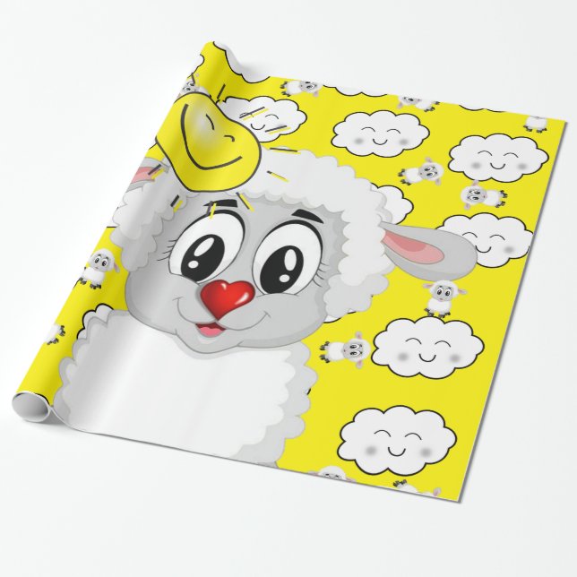Presente Papel de enrolamento brilhante, nuvens de ovelhas  (Desenrolado)