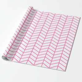 Presente Papel de enrolamento Chevron - Rosa em Branco |XL|