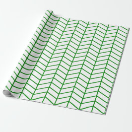 Presente Papel de enrolamento Chevron - Verde em Branco |XL