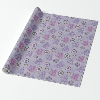 Presente Papel de enrolamento com padrão de cristal roxo