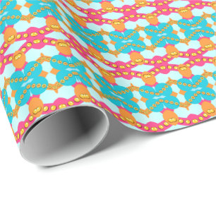 Presente Papel de enrolamento, cor-de-rosa, com tiras Geom