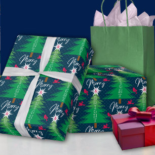 Presente Papel de enrolamento da árvore de Natal brilhante 
