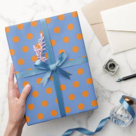 Presente Papel de enrolamento da bolinhas (Denim Blue & Ora