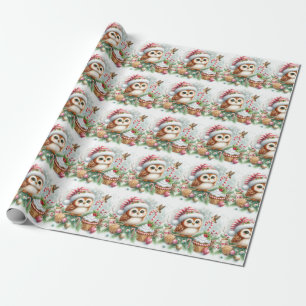 Presente Papel de enrolamento da coruja de Natal