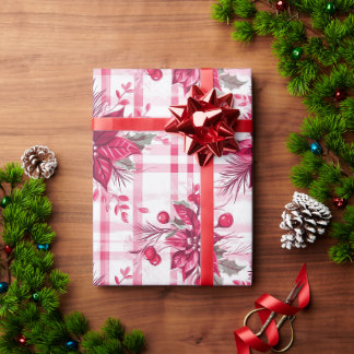 Presente Papel de enrolamento da flor de Natal rosa