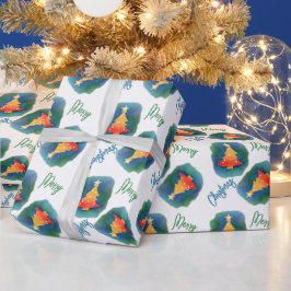 Presente Papel de enrolamento das árvores de natal em aquar