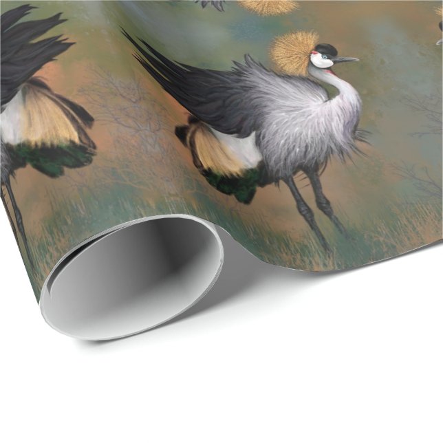 Presente Papel de enrolamento das aves da grua com cinza (Ponta do rolo)