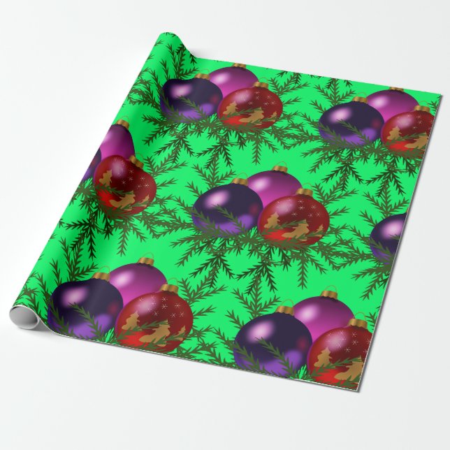 Presente Papel de enrolamento das bolas de Natal (Desenrolado)