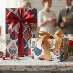 Presente Papel de enrolamento das Cinzas de Vintage Xmas
