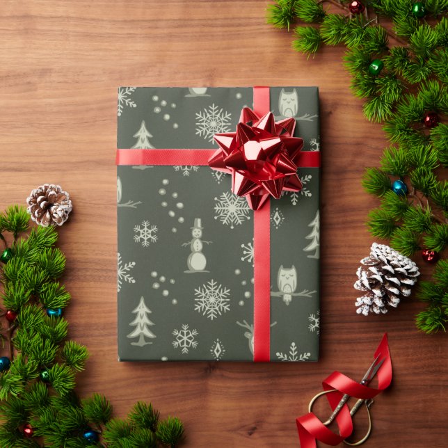Presente Papel de enrolamento das coisas do inverno - Pinho (Presente de Natal)