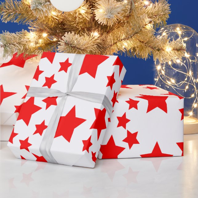 Presente Papel de enrolamento das estrelas vermelhas a frio (Feriados)