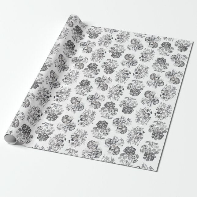 Presente Papel de enrolamento das flores monocromáticas (Desenrolado)