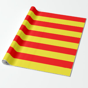 Presente Papel de enrolamento das tiras, vermelhas e amarel