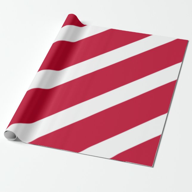Presente Papel de enrolamento das tiras Vermelhas e Brancas (Desenrolado)