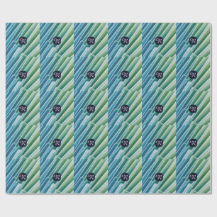 Presente Papel de enrolamento de Abstrato verde azul monogr