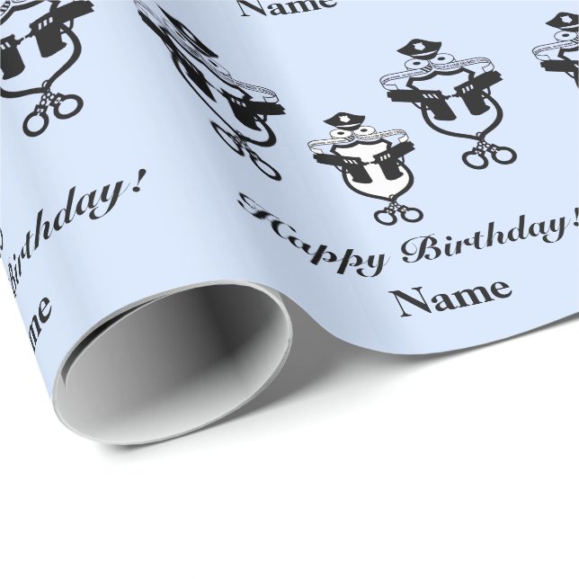 Presente Papel de enrolamento de aniversário de polícia Per (Ponta do rolo)