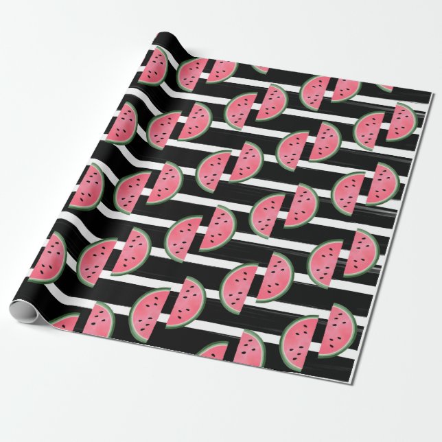 Presente Papel de enrolamento de aniversários, preto-rosa,  (Desenrolado)