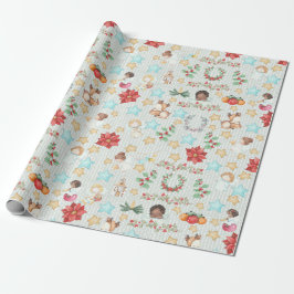 Presente Papel de enrolamento de anjo natalino