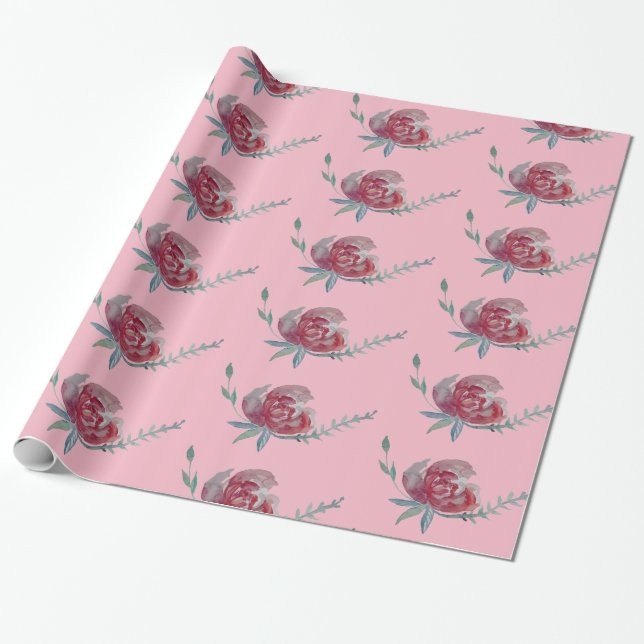 Presente Papel de enrolamento de aquarelas rosa rosa rosa r (Desenrolado)