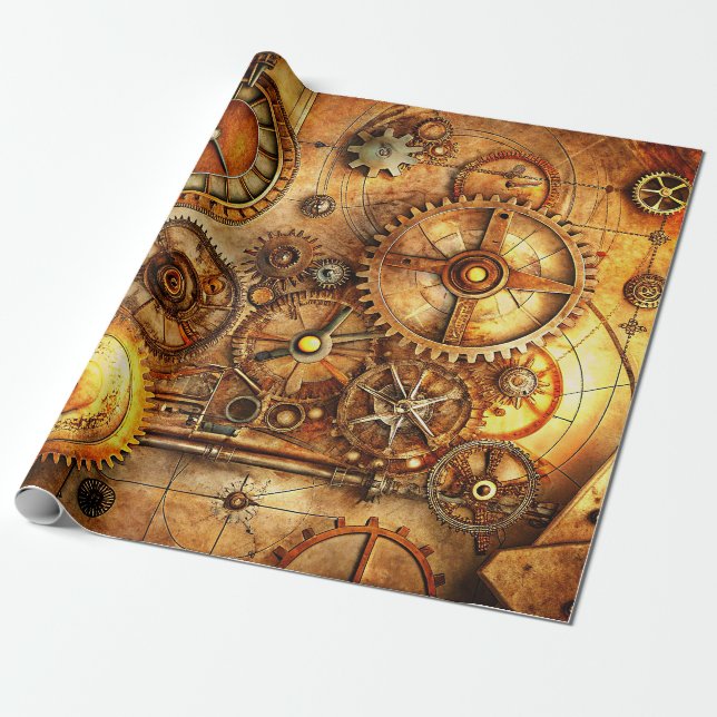 Presente Papel de enrolamento de arte em Steampunk (Desenrolado)