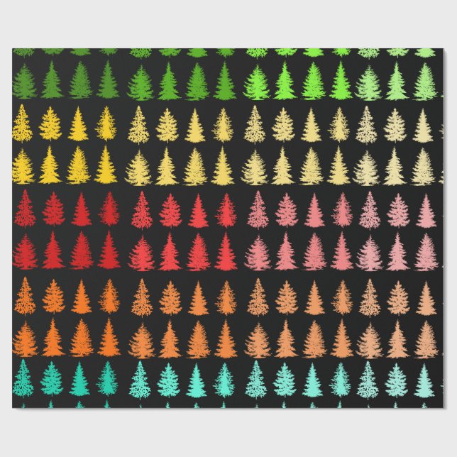 Presente Papel de enrolamento de árvores coloridas (Aberto)