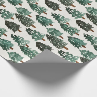 Presente Papel de enrolamento de árvores de Natal em aquare