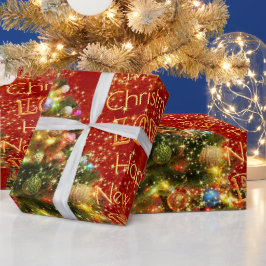Presente Papel de enrolamento de árvores de Natal espumante