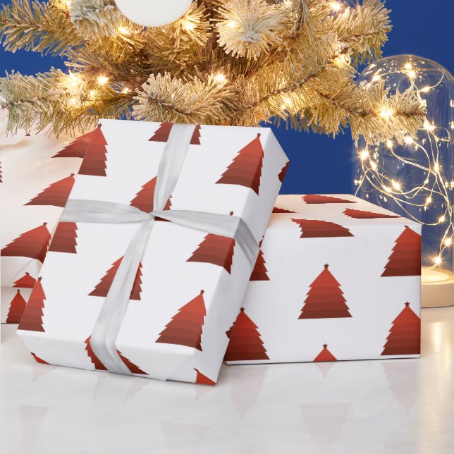 Presente Papel de enrolamento de árvores de Natal Vermelho (Feriados)