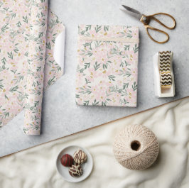 Presente Papel de enrolamento de boho florido rosa