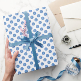 Presente Papel de enrolamento de Bolinhas de Aquarela Azul