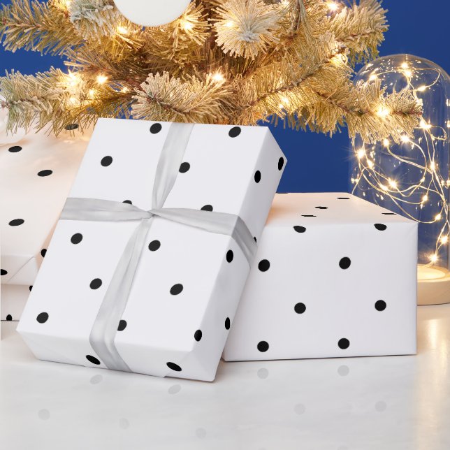 Presente Papel de enrolamento de Bolinhas preto e branco (Feriados)