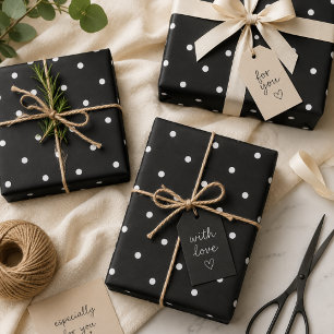 Presente Papel de enrolamento de Bolinhas preto e branco