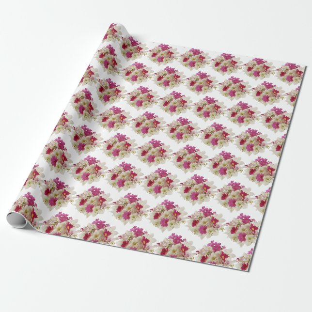 Presente Papel de enrolamento de Buquê Floral Branco rosa (Desenrolado)