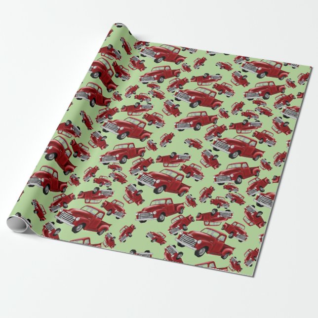 Presente Papel de enrolamento de caminhões vermelhos (Desenrolado)