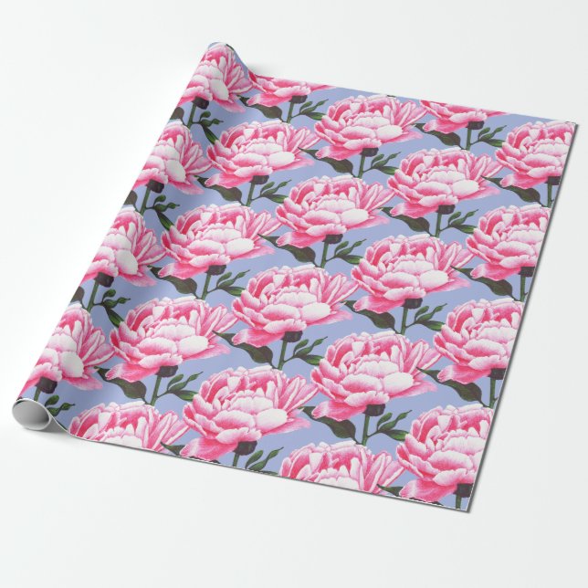 Presente Papel de enrolamento de Caneta de Pêonias Flores (Desenrolado)