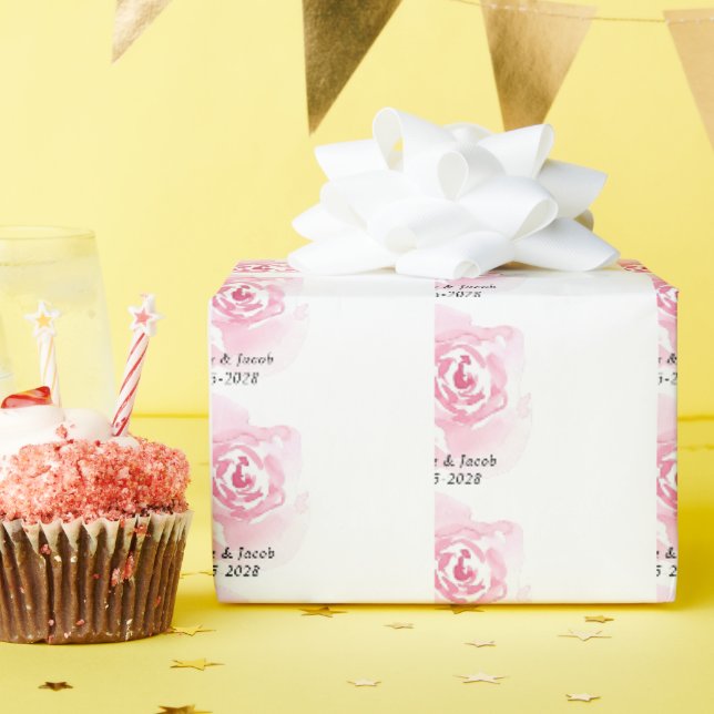 Presente Papel de enrolamento de casamentos, Rosas de aquar (Festa de aniversário)