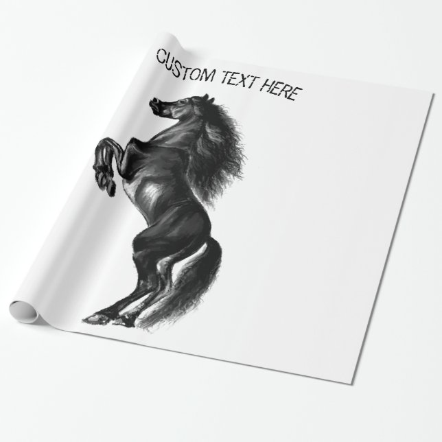 Presente Papel de enrolamento de cavalos selvagens pretos c (Desenrolado)